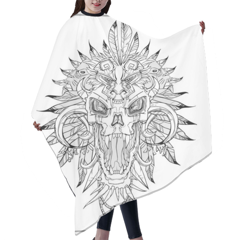 Personality  Screaming Skull Vector Hair Cutting Cape