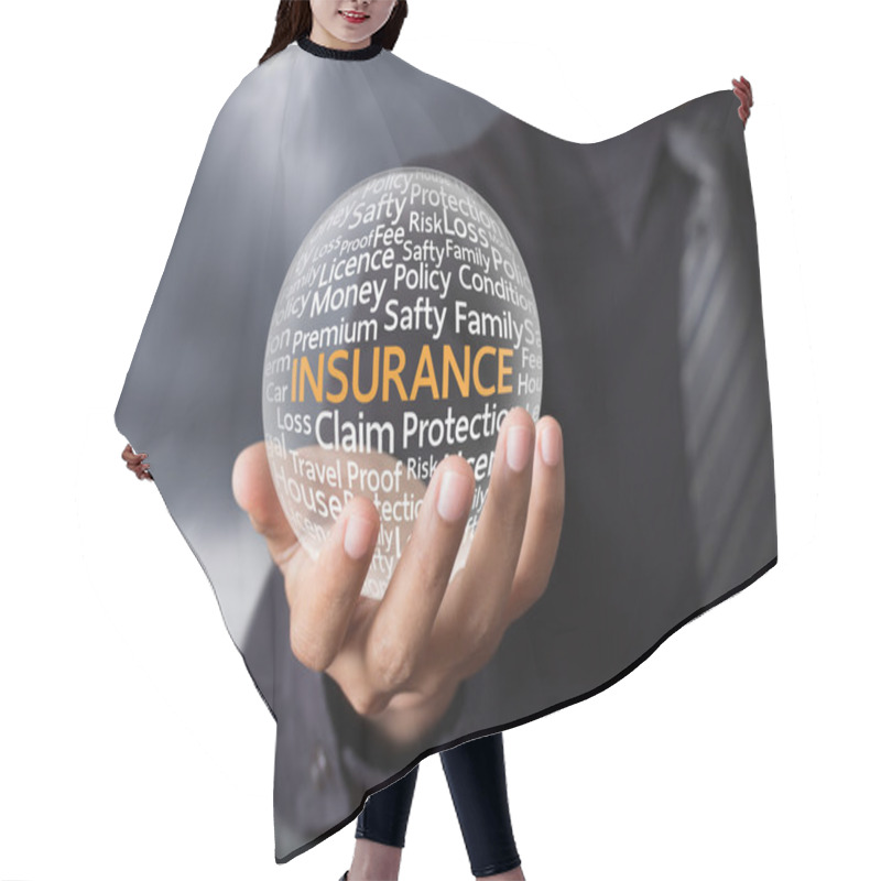 Personality  Wording In Glowing Crystal Ball, Life Insurance Concept Hair Cutting Cape