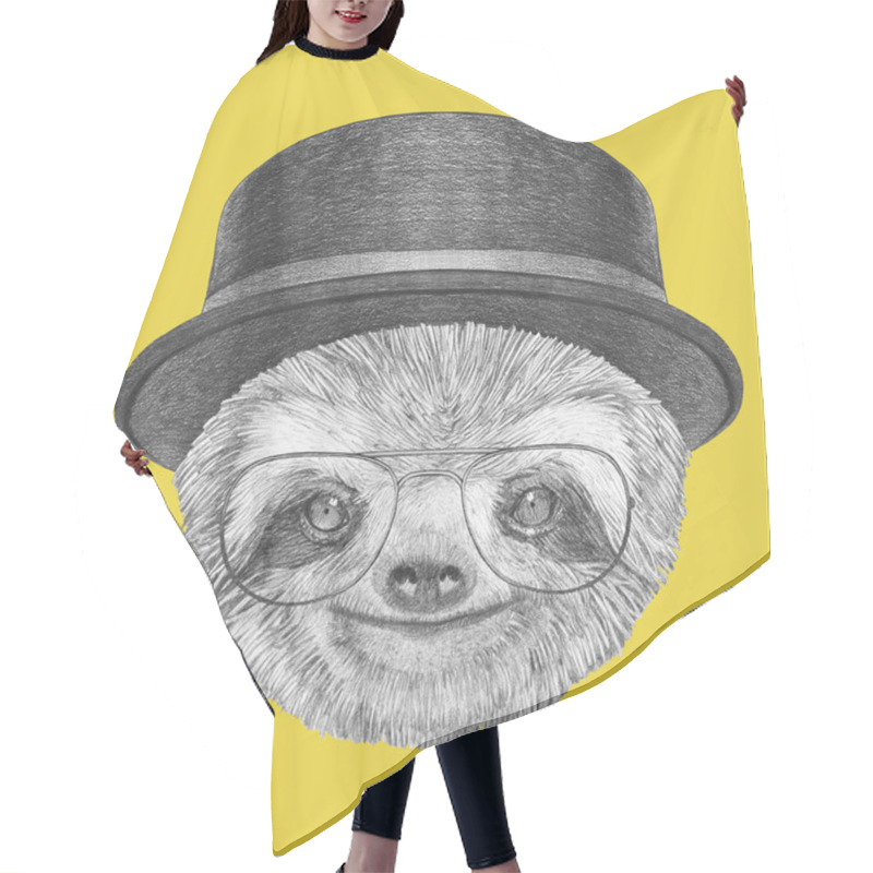 Personality  Portrait Of Sloth With Hat And Glasses Hair Cutting Cape