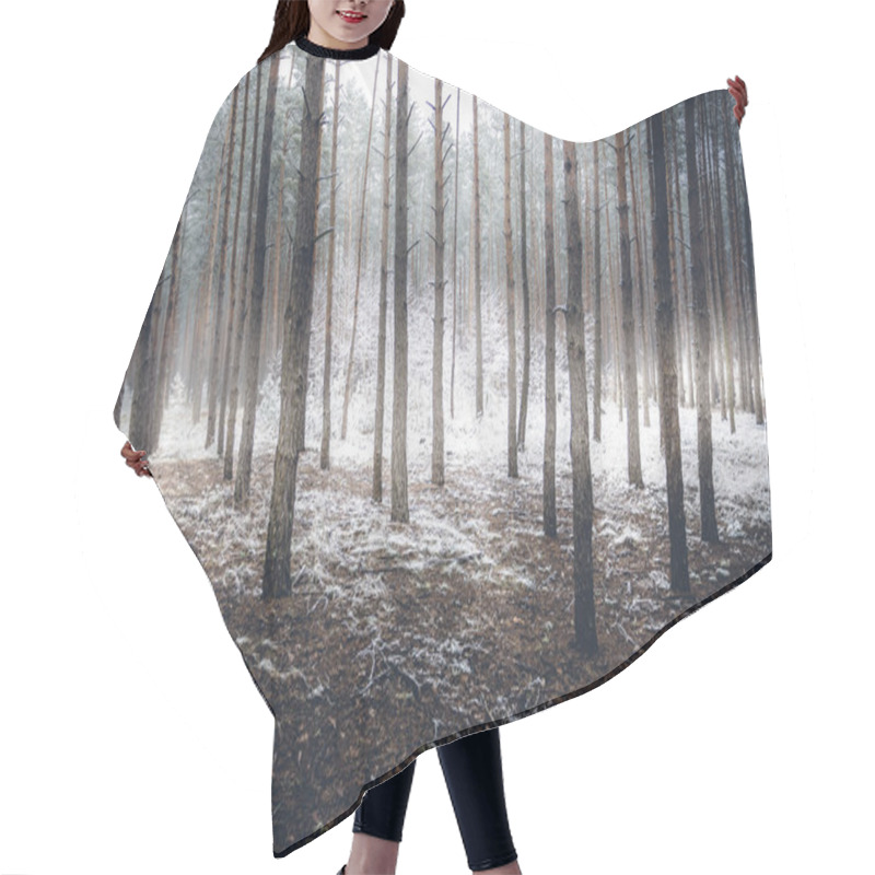 Personality  Spooky Winter Forest Covered By Mist Hair Cutting Cape