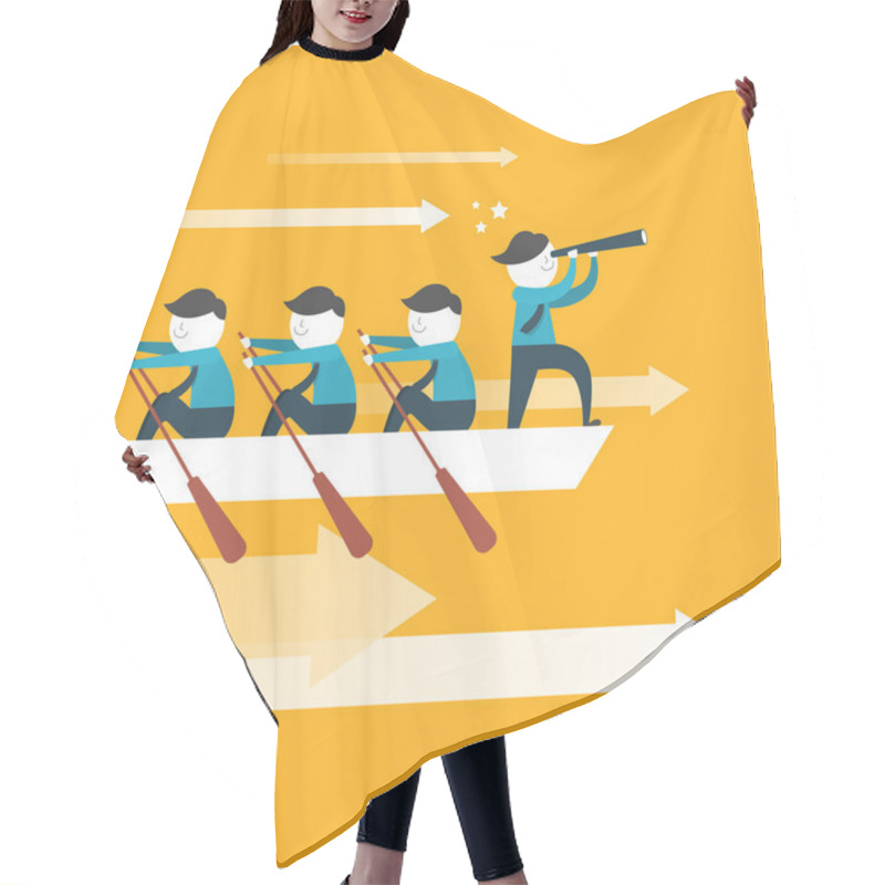 Personality  Flat Design For Team Work Concept  Hair Cutting Cape