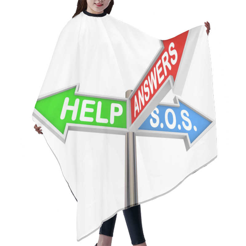 Personality  Help Support 3-Way Street Signs For Assistance And Direction Hair Cutting Cape