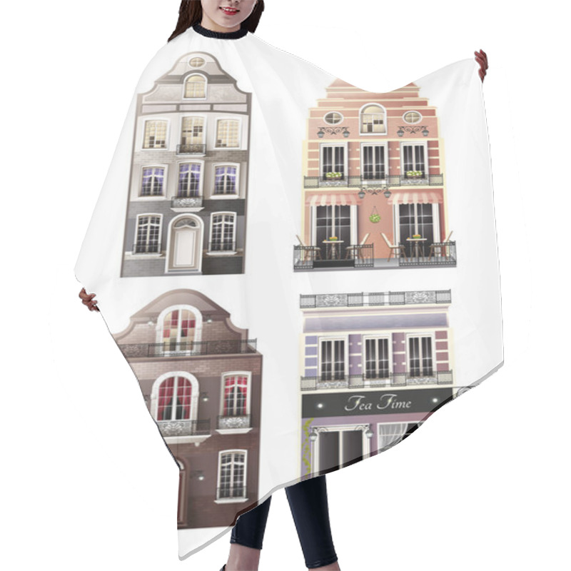 Personality  Variations Of Old European Facade Houses Hair Cutting Cape