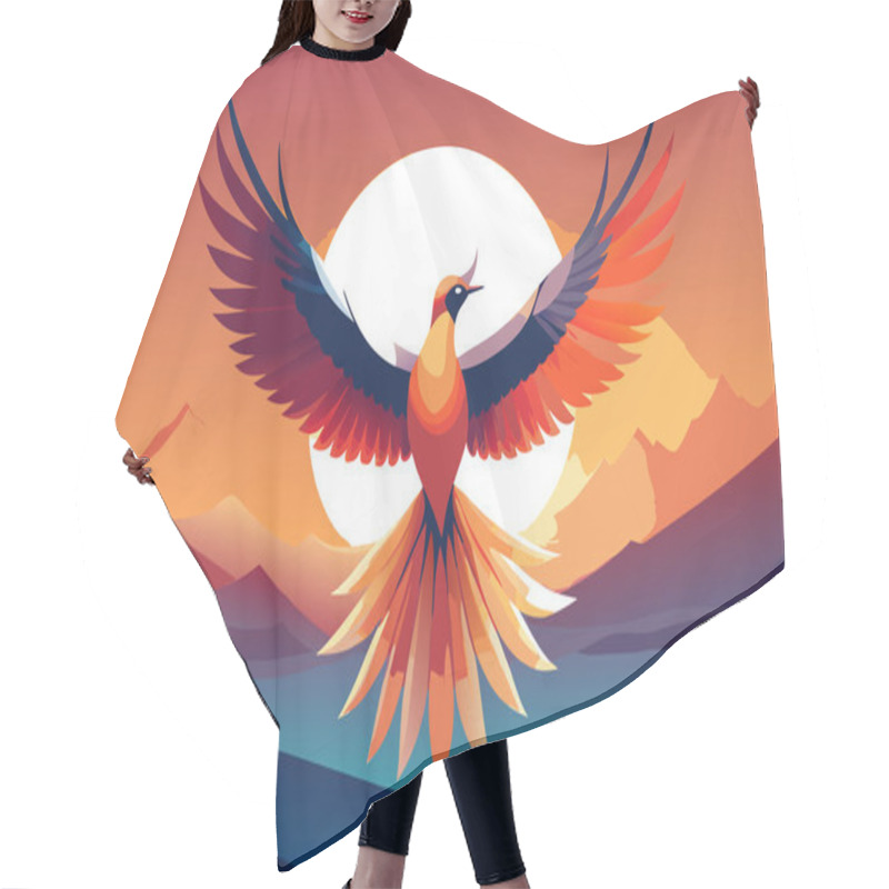 Personality  Stylized Flying Bird Illustration Highlighting Freedom And Grace Hair Cutting Cape