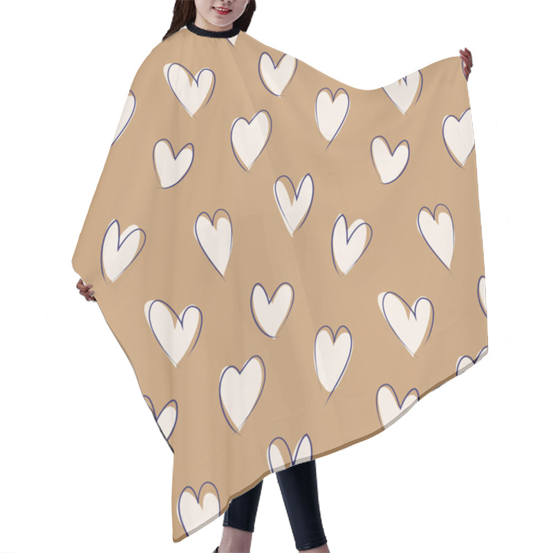 Personality  Heart Shape Brush Strokes Seamless Pattern Hair Cutting Cape