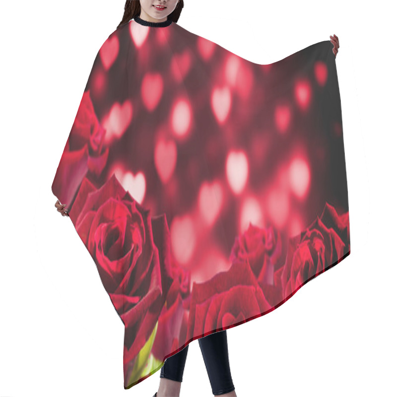 Personality  Rose Against Valentines Hearts Pattern Hair Cutting Cape