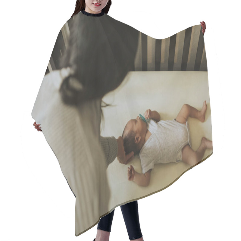 Personality  Mother Looking After A Sleeping Baby Hair Cutting Cape