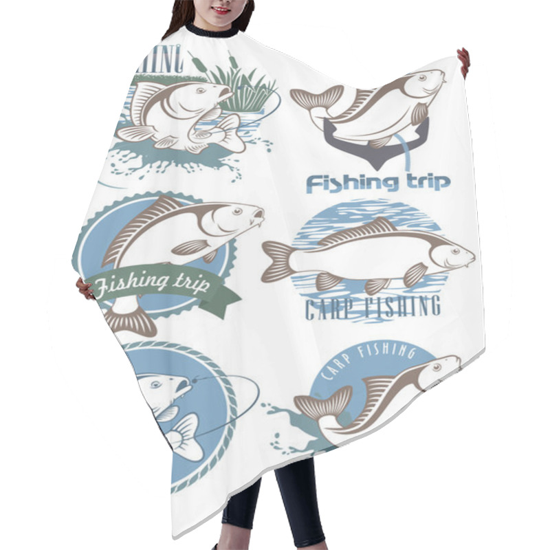 Personality  Carp Fishing Icons Hair Cutting Cape