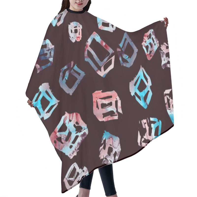 Personality  Memphis Cube Seamless Pattern.  Hair Cutting Cape