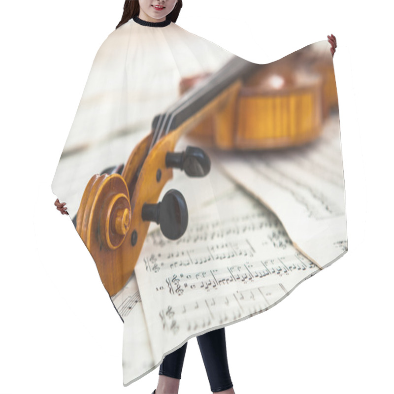 Personality  Old Violin Lying On The Sheet Of Music Hair Cutting Cape