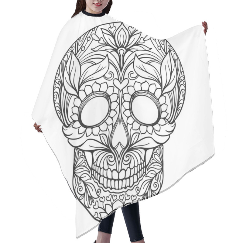 Personality  Sugar Skull. The Traditional Symbol Of The Day Of The Dead. Hair Cutting Cape