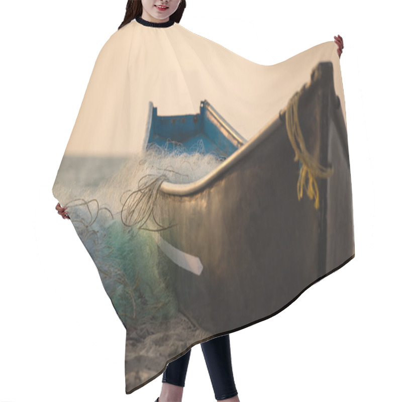 Personality  Fisherman Boat With Fishing Nets  Hair Cutting Cape