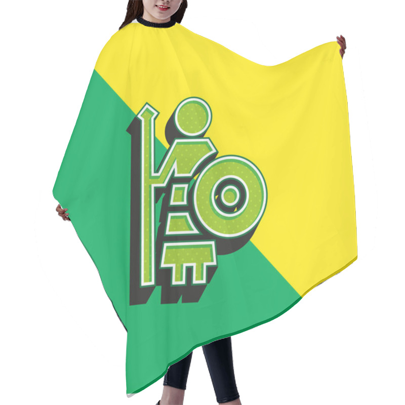 Personality  Athena Green And Yellow Modern 3d Vector Icon Logo Hair Cutting Cape