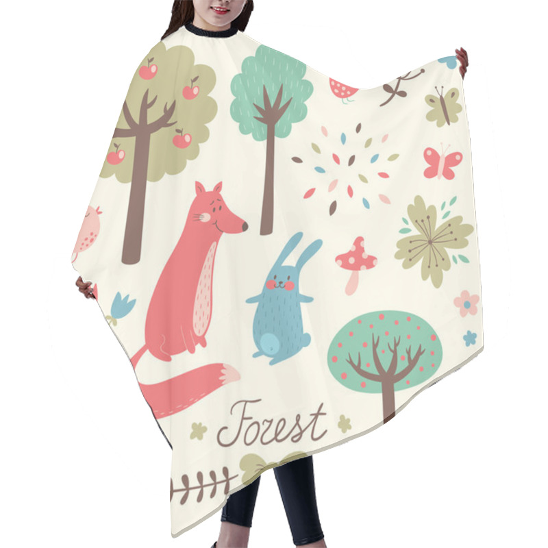 Personality  Cute Forest Vector Set Hair Cutting Cape