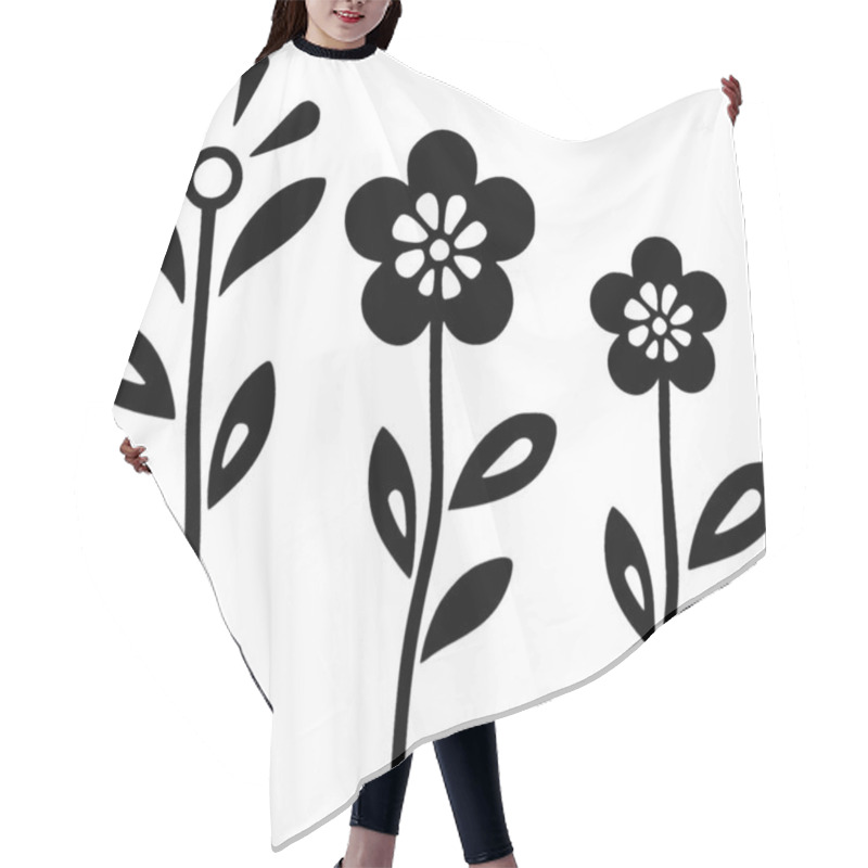 Personality  Flowers - Black And White Vector Illustration Hair Cutting Cape