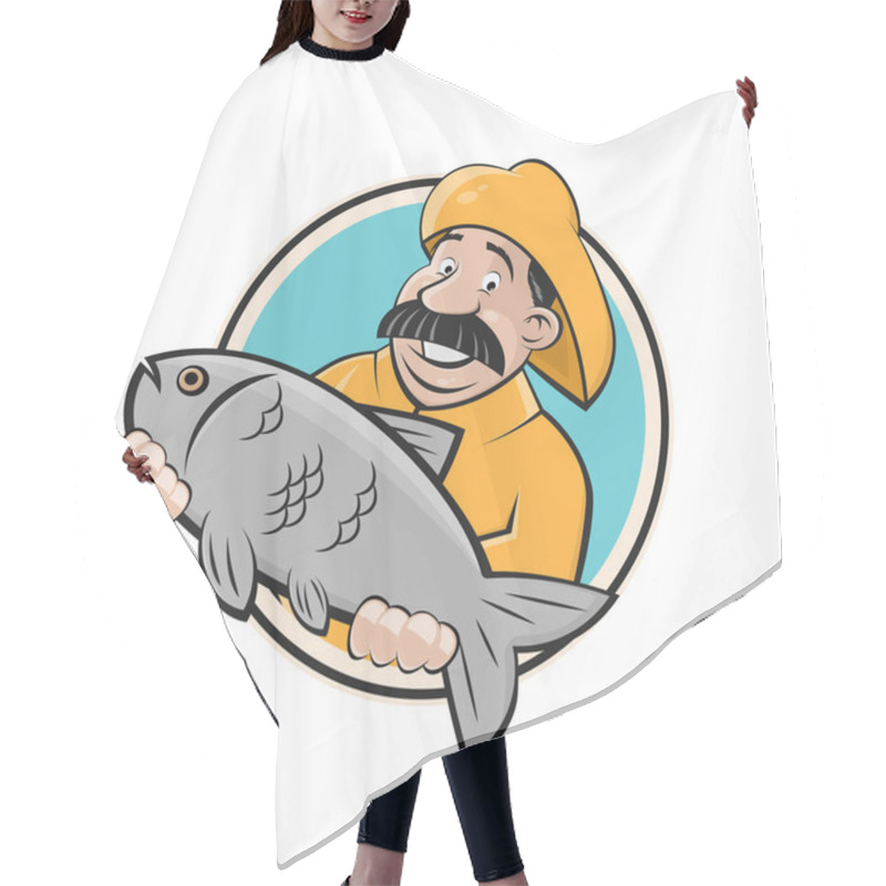 Personality  Fisherman With Big Fish Sign Hair Cutting Cape