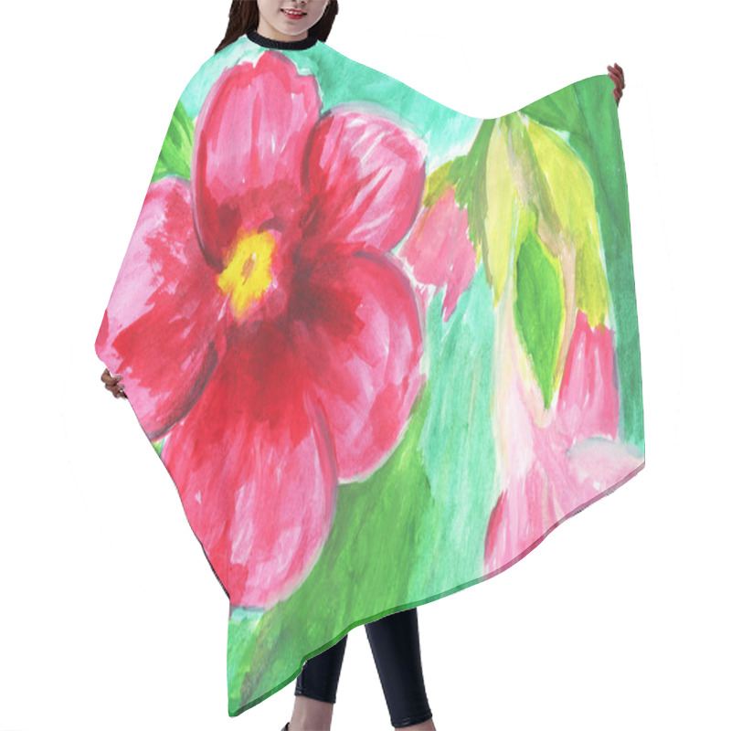 Personality  Pink Flowers, Gouache Illustration Hair Cutting Cape