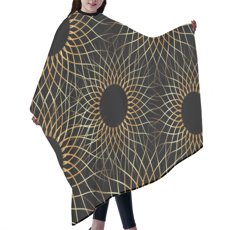 Personality  Gold Sunflowers Concept Of Sunburst Sign, Radial Rays Template,  Intertwining Of Wavy Lines, Filled Golden Symbol, Concept Of Sunlight, Luxury Vector Isolated On Black Background Hair Cutting Cape