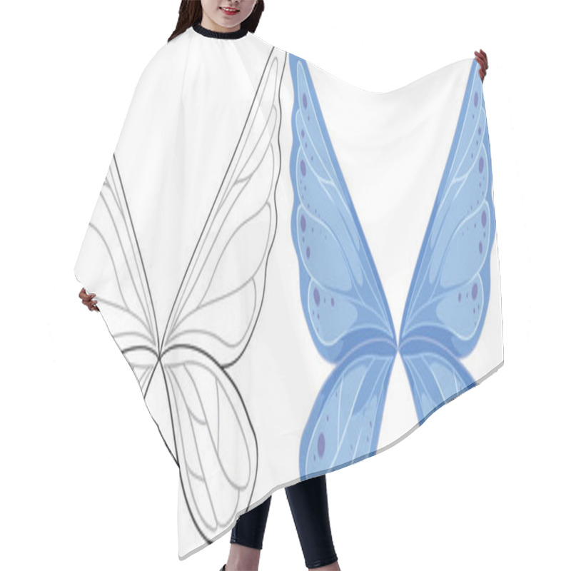 Personality  Detailed Butterfly Wings In Black And Blue Hair Cutting Cape