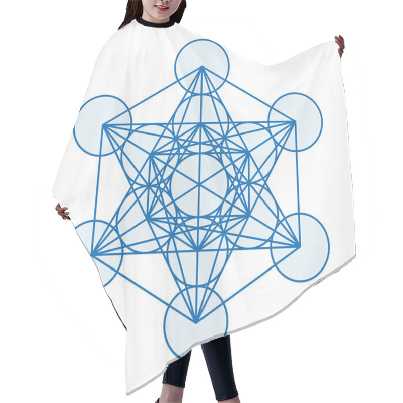 Personality  Blue Metatrons Cube. A Mystical Symbol, Derived From The Flower Of Life. All Centers Of The Thirteen Circles Are Connected Through Straight Lines. Sacred Geometry. Illustration On White Background. Hair Cutting Cape