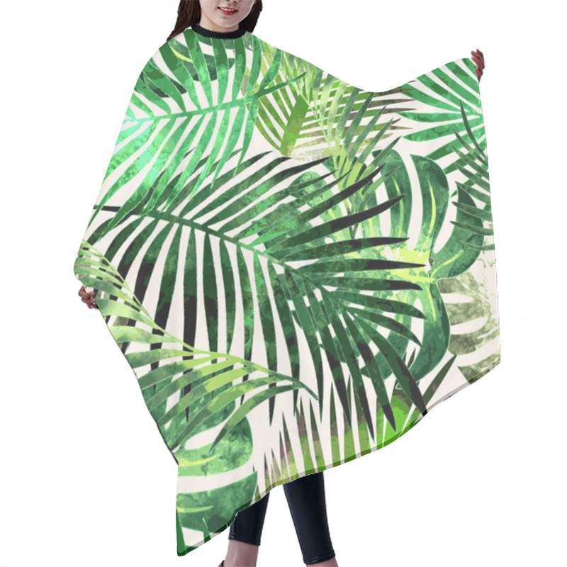 Personality  Tropical Plants Flowers Seamless Pattern Hair Cutting Cape