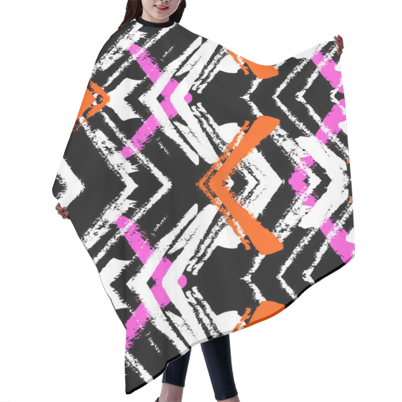 Personality  Hand Drawn Pattern With Brushed Zigzag Line. Hair Cutting Cape