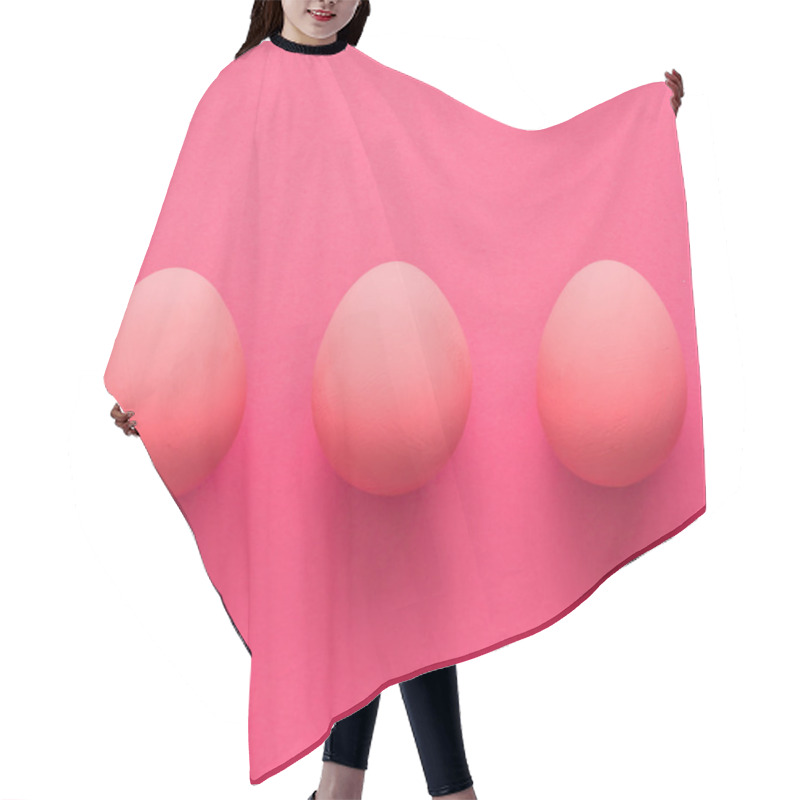 Personality  Three Eggs On Pink Background Hair Cutting Cape