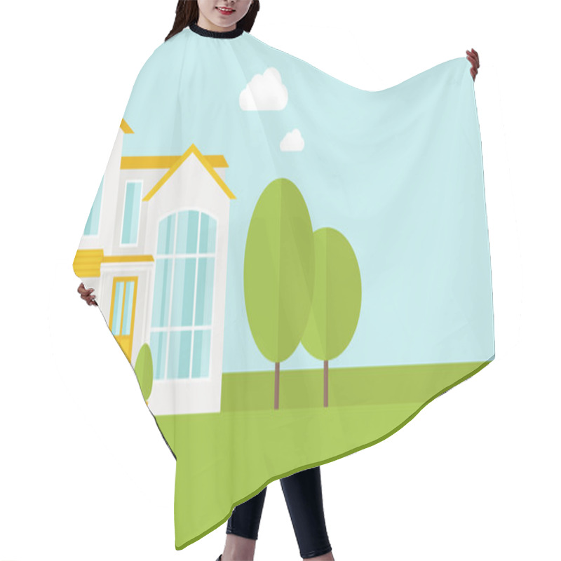 Personality  Big House With Trees Hair Cutting Cape