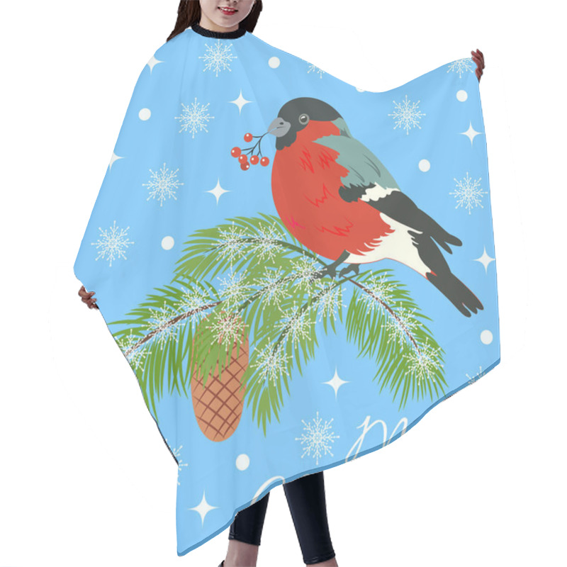 Personality  Christmas Card With A Bullfinch And Fir Hair Cutting Cape