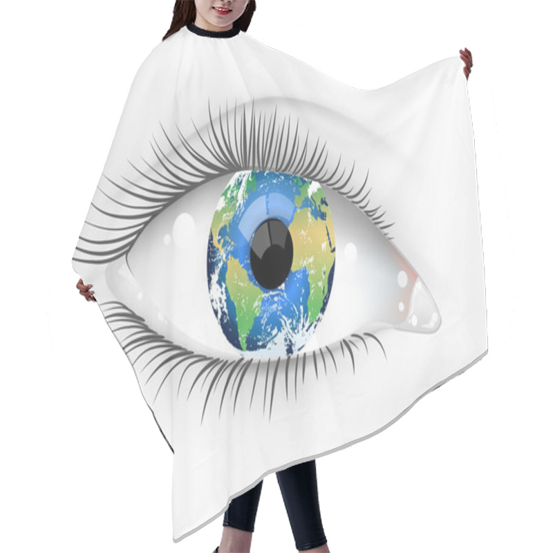 Personality  Planet Earth Eye Desaturated Hair Cutting Cape