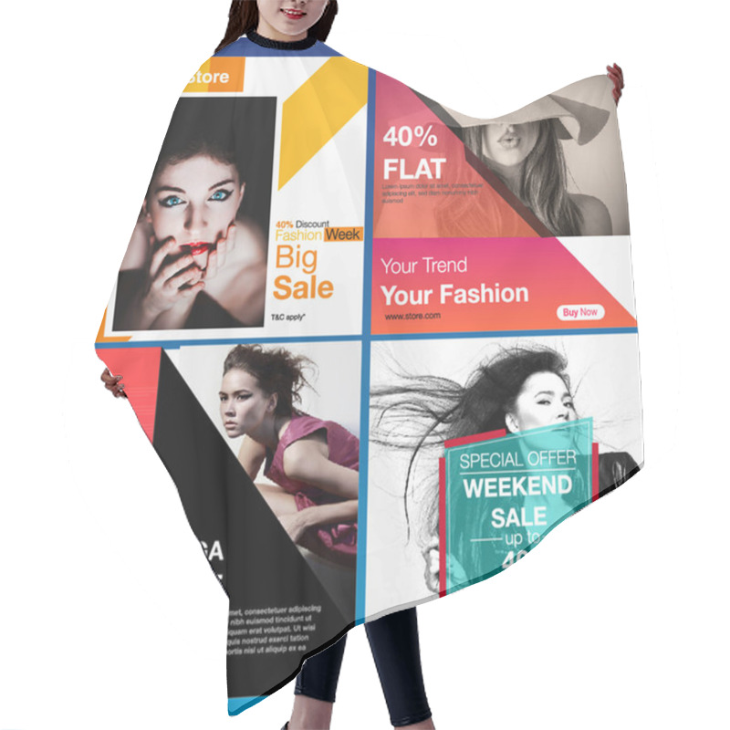 Personality  Print Fashion Clothing Digital Marketing Ads Banner. Hair Cutting Cape