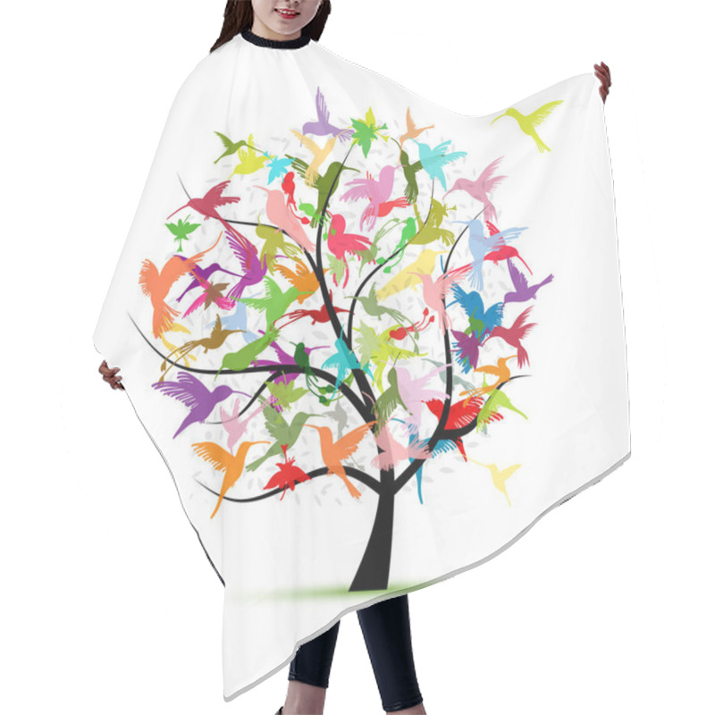 Personality  Hummingbird Tree, Sketch For Your Design Hair Cutting Cape