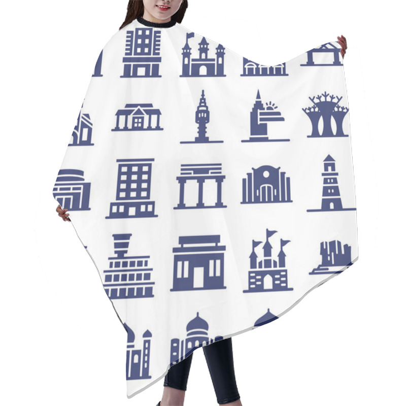 Personality  World Landmarks Isolated Vector Icons Set That Can Easily Modify Or Edit Hair Cutting Cape