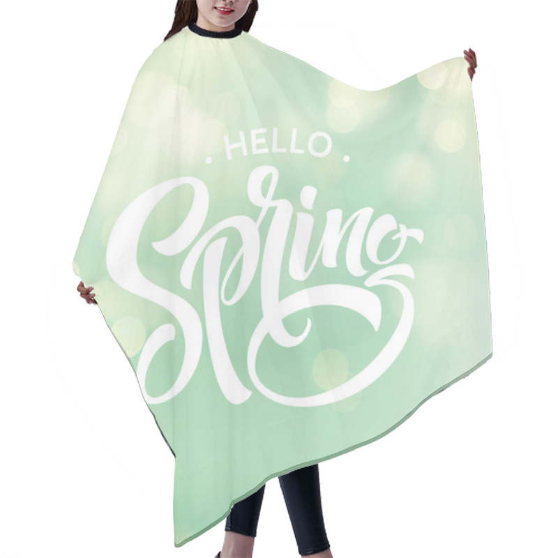 Personality  Hello Spring. Beautiful Spring Background With Bokeh And Handwritten Text. Vector Illustration Hair Cutting Cape