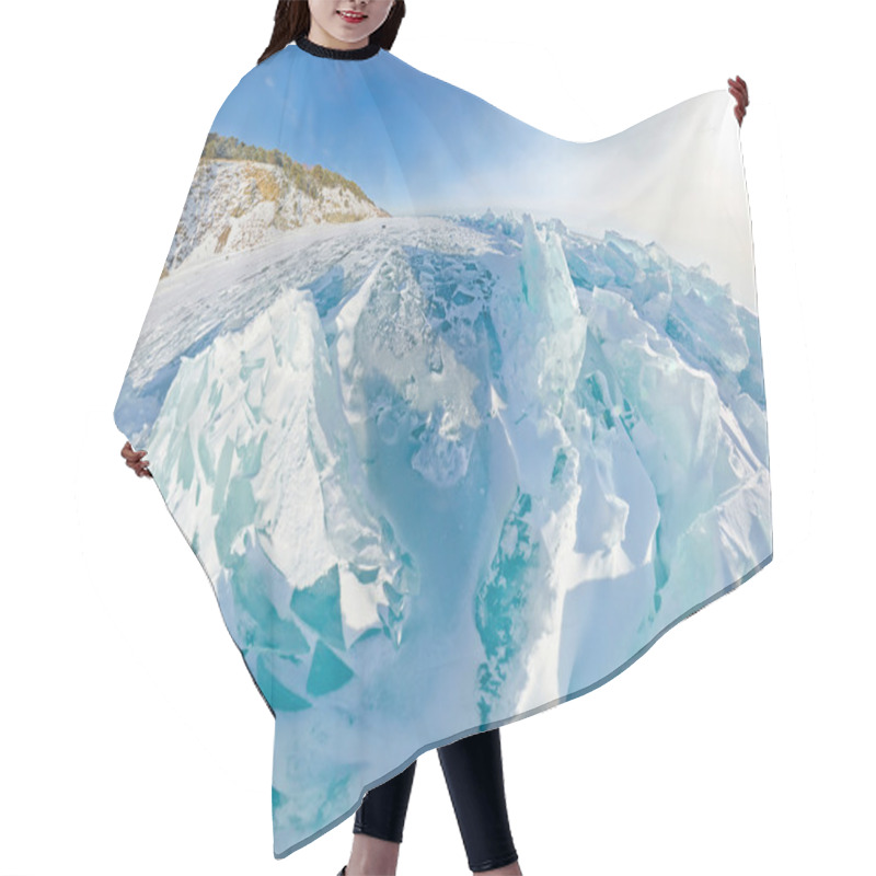 Personality  Blue Ice Hummocks Baikal Stereographic Panorama, Listvyanka Hair Cutting Cape