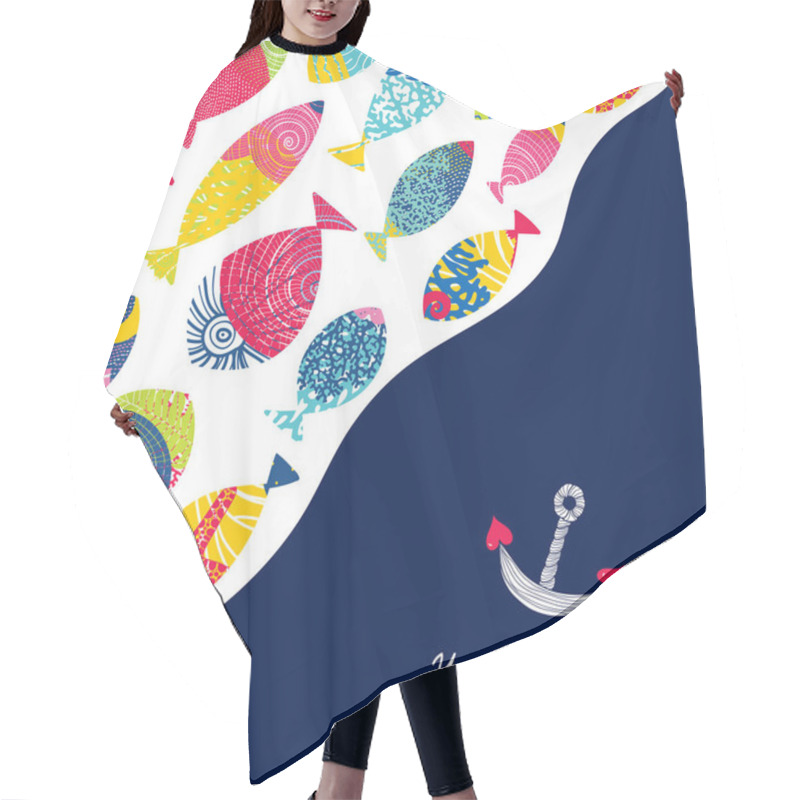 Personality  Cute Fish Card. Sea Motif. Hair Cutting Cape