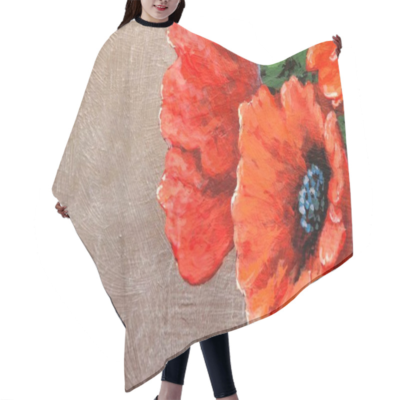 Personality  Beautiful Red Poppy Flowers, Floral Background Hair Cutting Cape