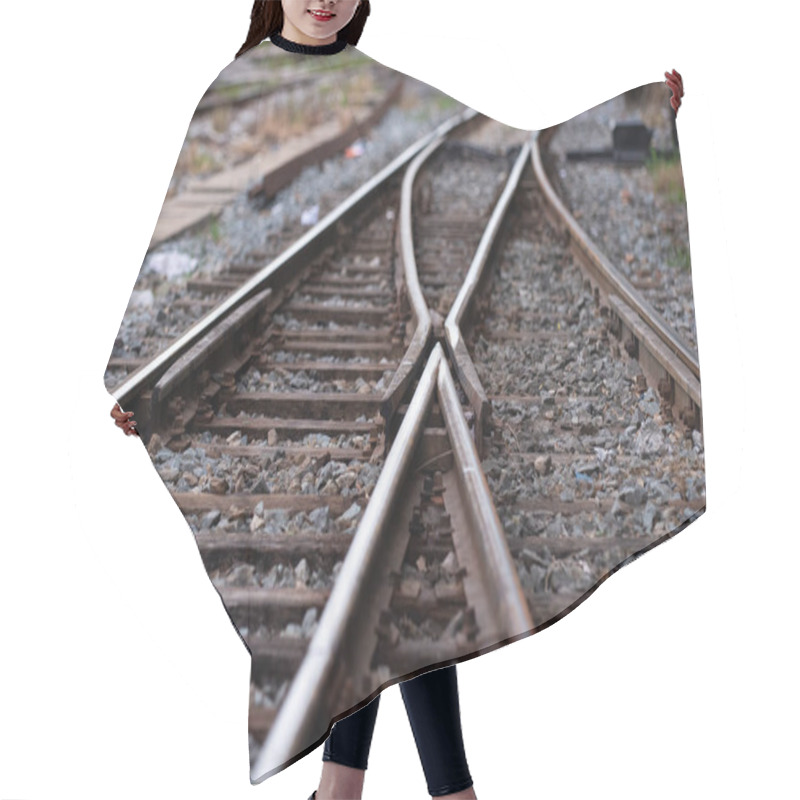 Personality  Railroad Tracks With A Junction On The Front Hair Cutting Cape