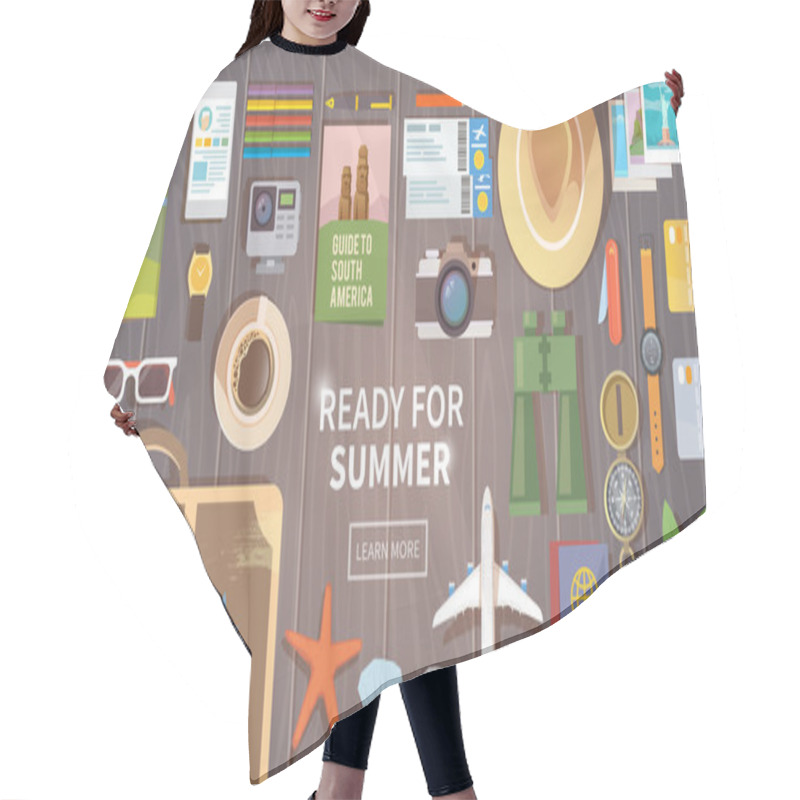 Personality  Flat Vector Travel Web Banner Hair Cutting Cape