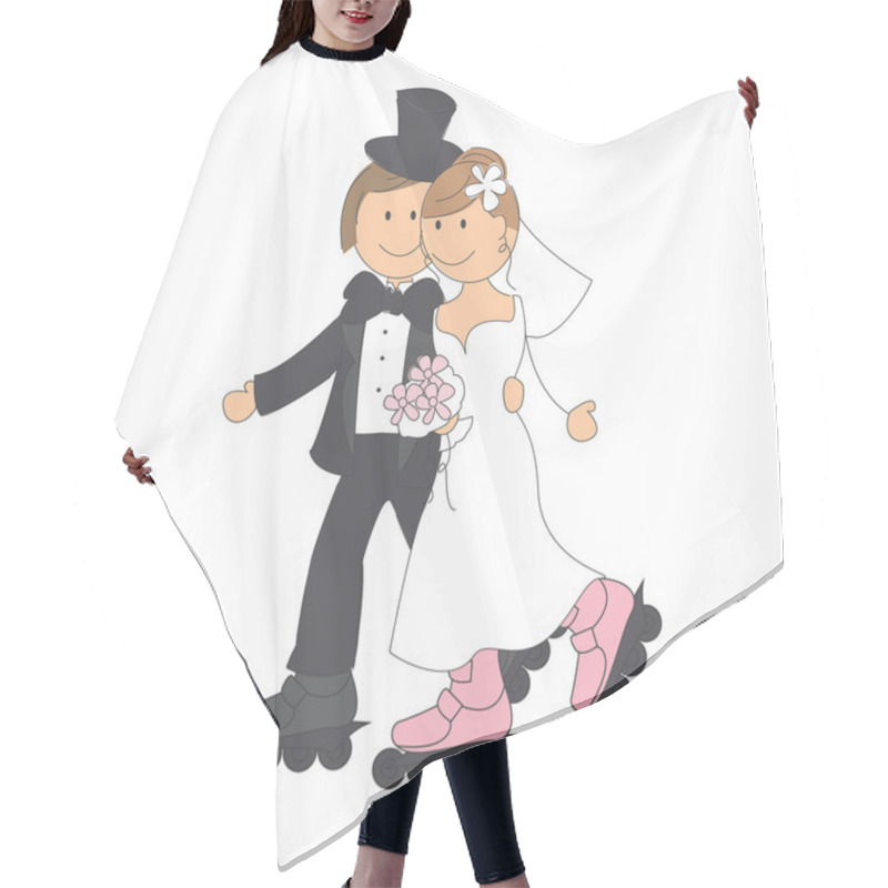 Personality  Wedding Invitation With Funny Bride And Groom Hair Cutting Cape