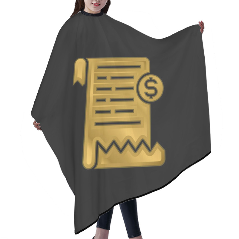 Personality  Bill Gold Plated Metalic Icon Or Logo Vector Hair Cutting Cape