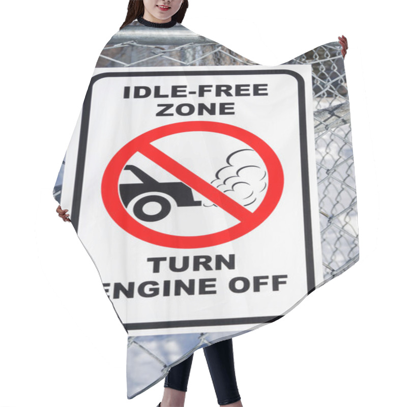 Personality  Idle-Free Zone, Turn Engine Off Sign Hair Cutting Cape