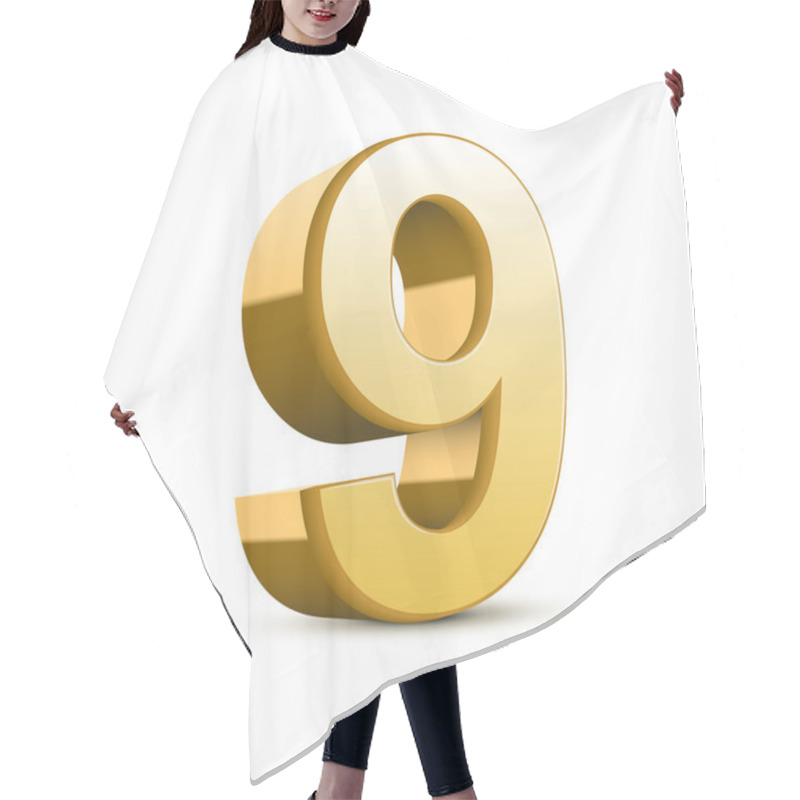 Personality  3d Shiny Golden Number 9 Hair Cutting Cape