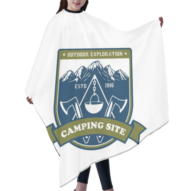 Personality  Camping And Outdoor Adventure Badge Design Hair Cutting Cape