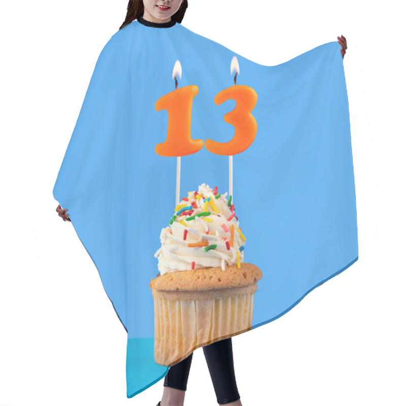 Personality  Orange Birthday Candle And Cupcake - Number 13 Hair Cutting Cape