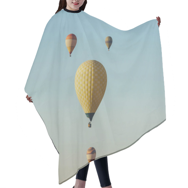 Personality  Hot Air Balloons Flying In Blue Sky Hair Cutting Cape