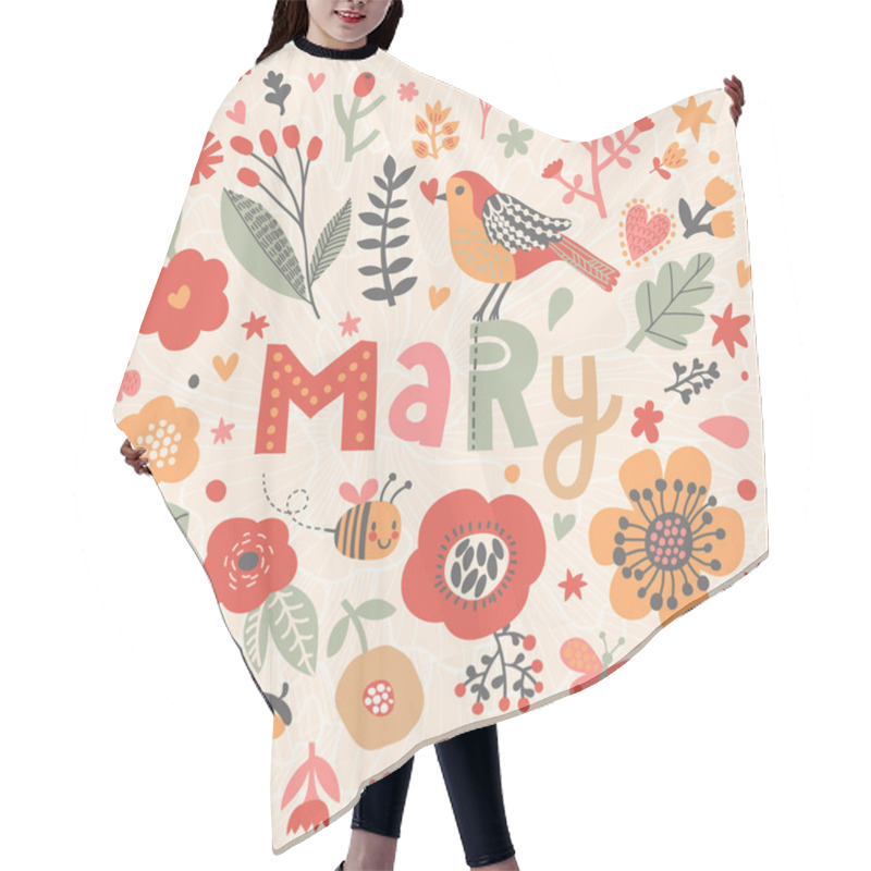 Personality  Beautiful Floral Card With Name Mary Hair Cutting Cape