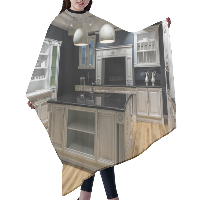 Personality  Renovated Kitchen Interior In Dark Tones Hair Cutting Cape