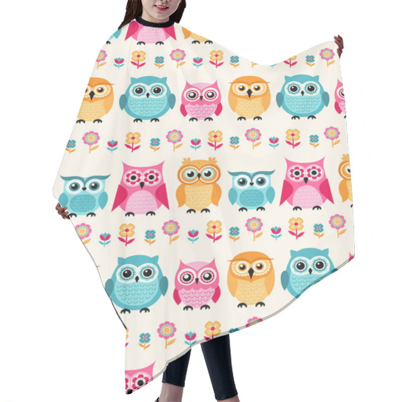 Personality  Seamless Cartoon Owls Pattern Hair Cutting Cape