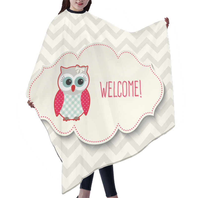 Personality  Cute Owl With Text Welcome, Illustration Hair Cutting Cape